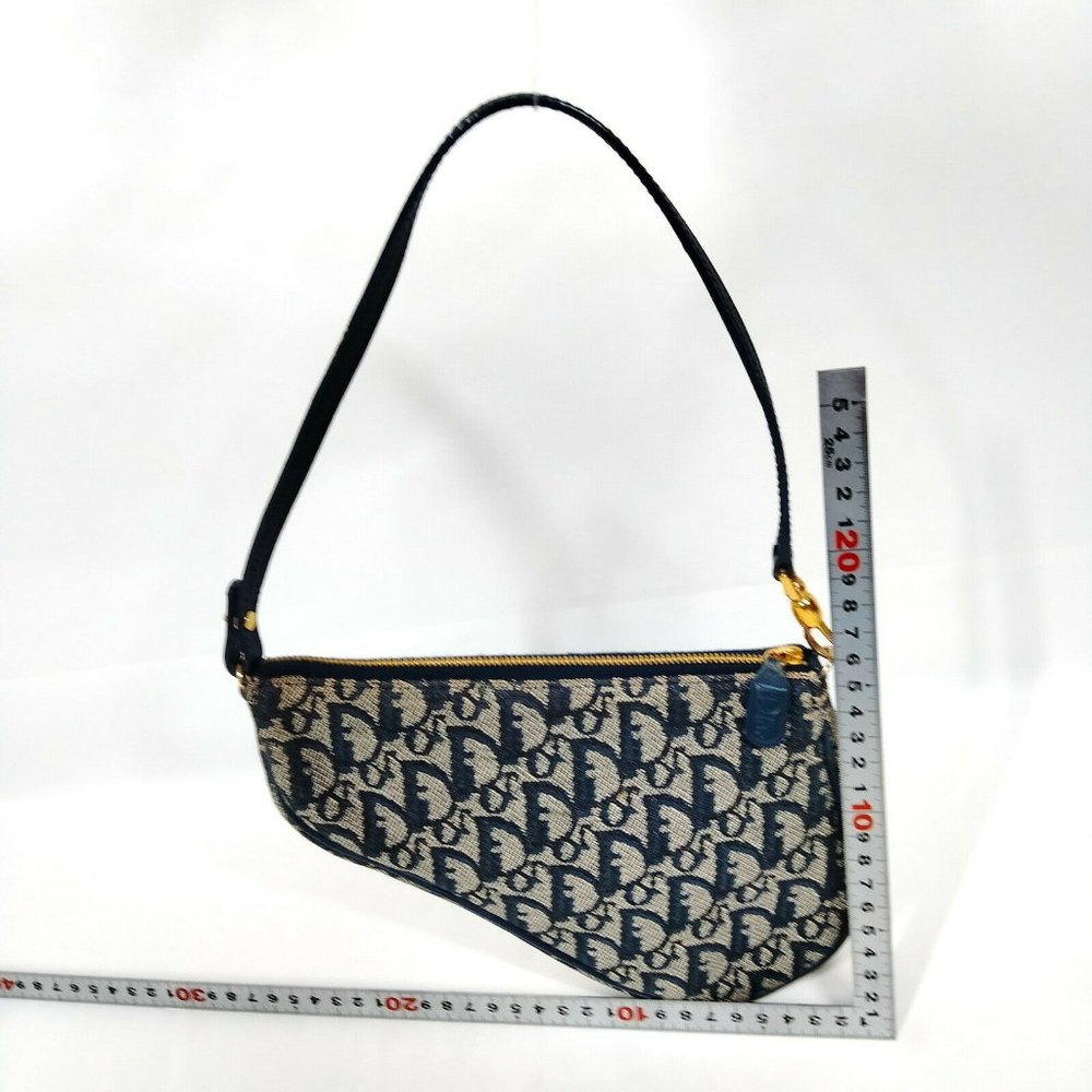 100% Authentic Christian Dior Blue Canvas Hand Bag - Picture 2 of 10